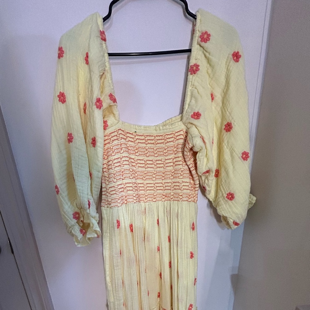 Free people yellow and pink maxi dress